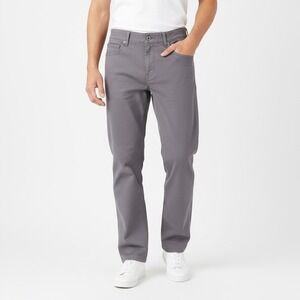 Iron Co. Jeans Mens 32x32 Gray Canvas Cotton Stretch Dark Wash Straight Leg